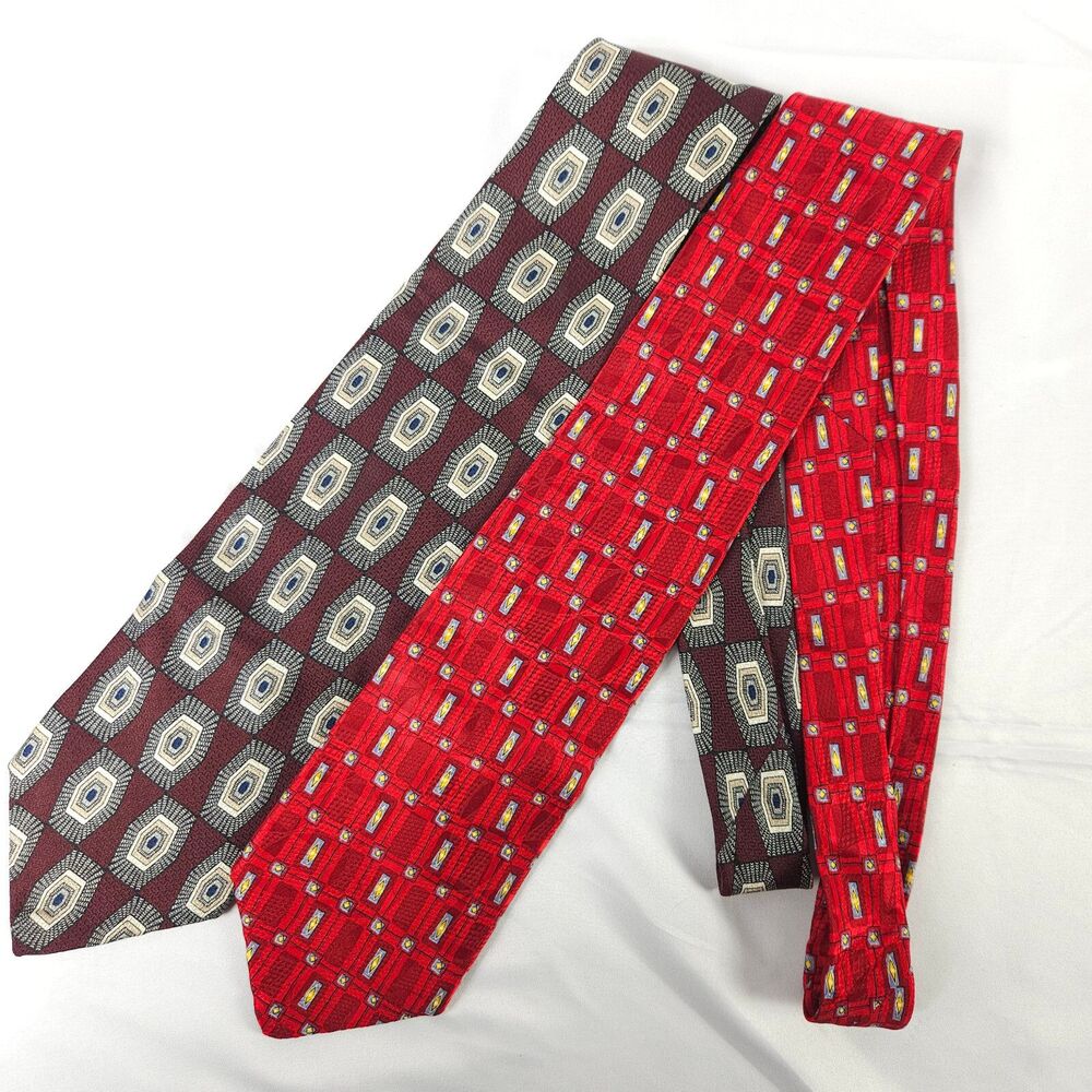 2 Robert Talbott‎ Geometric Silk Mens Ties Made in the USA 58" x 4"